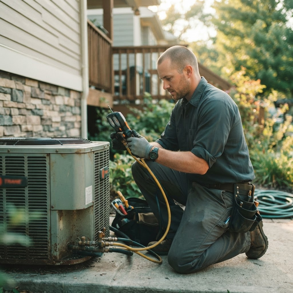 HVAC technician at work